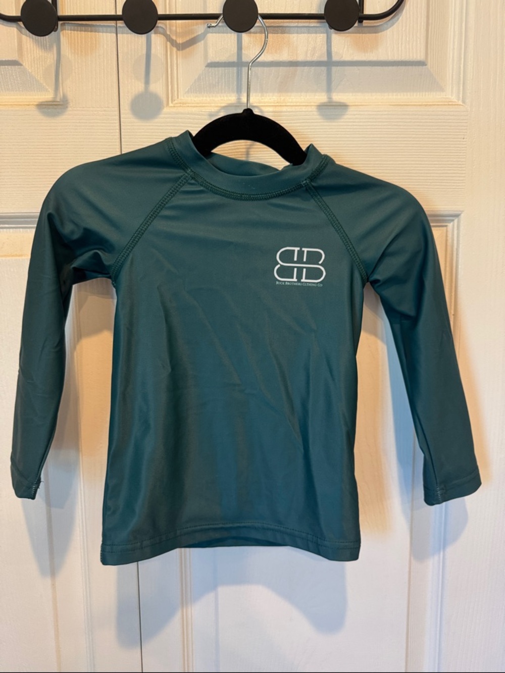 Kids Long-Sleeve Teal Green Rashguard with Chest Logo